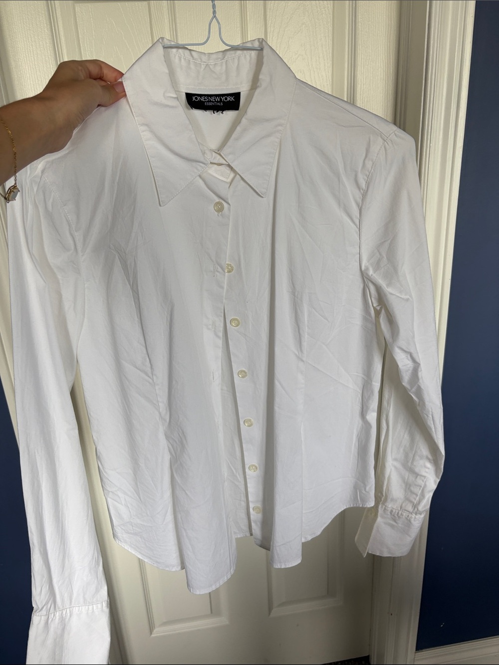 Jones New York White Long-Sleeve Button-Up Dress Shirt